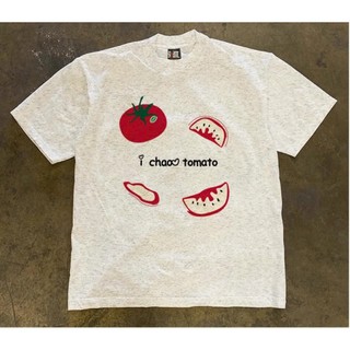 Áo Phông Cổ Tròn Phối Hình Cà Chua  Chao Tomato  Trẻ Trung Sành Điệu Chất Liệu Cotton Mùa Hè Thoáng Mát
