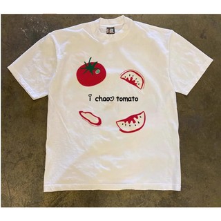Áo Phông Cổ Tròn Phối Hình Cà Chua  Chao Tomato  Trẻ Trung Sành Điệu Chất Liệu Cotton Mùa Hè Thoáng Mát