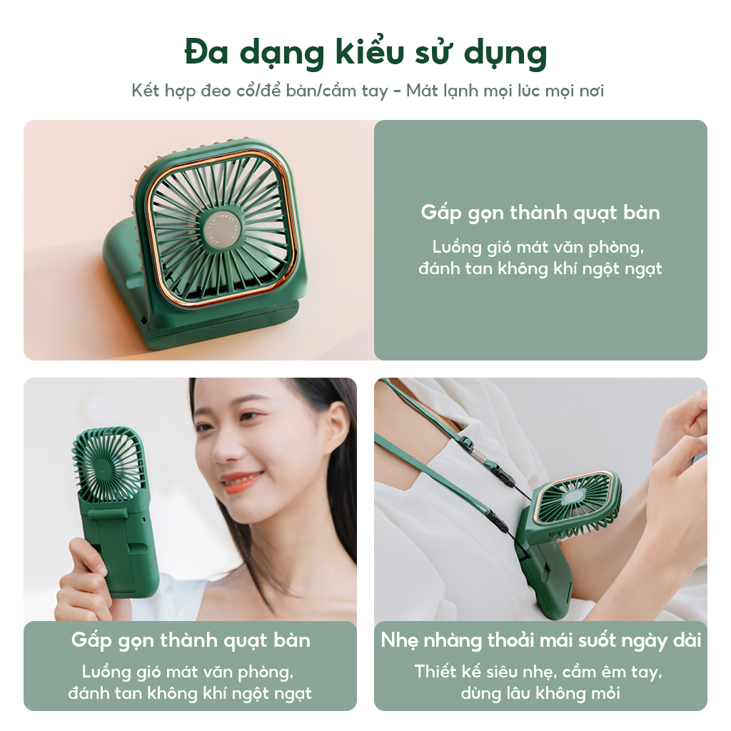 Quạt Mini Pin Khủng, Nhỏ Gọn Tiện Dụng Pin Trâu, Quạt Mini Cầm Tay, Quạt đứng