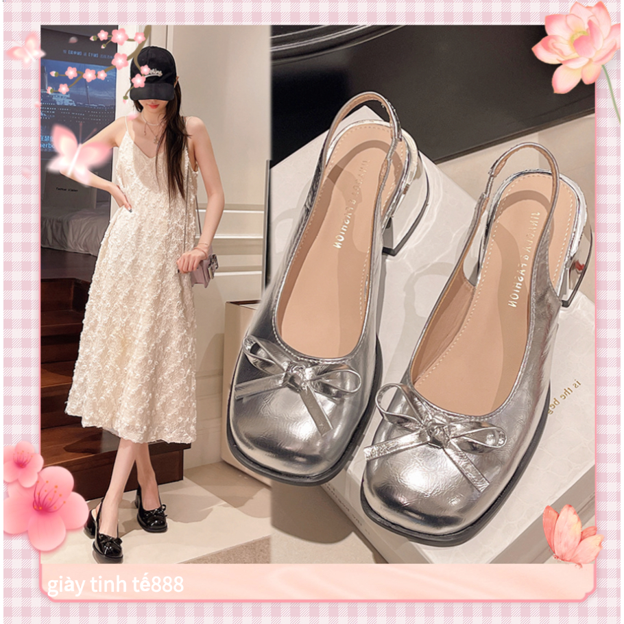 🔥Còn hàng🔥Giày mary jane đế cao 5p Mũi tròn gót vuông hở gót Giày cao gót size lớn(size35-42)