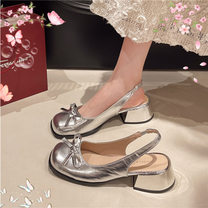 🔥Còn hàng🔥Giày mary jane đế cao 5p Mũi tròn gót vuông hở gót Giày cao gót size lớn(size35-42)