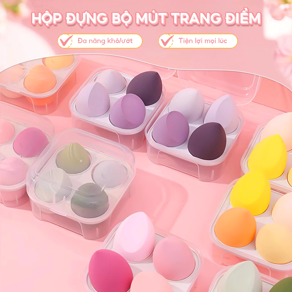 Bộ 4 mút trang điểm kèm hộp đựng cao cấp