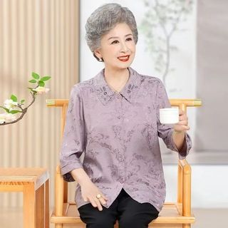 Áo sơ mi ngắn tay cho bà ngoại 60 tuổi