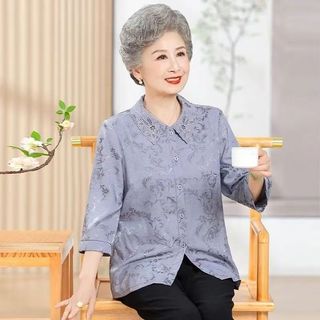 Áo sơ mi ngắn tay cho bà ngoại 60 tuổi