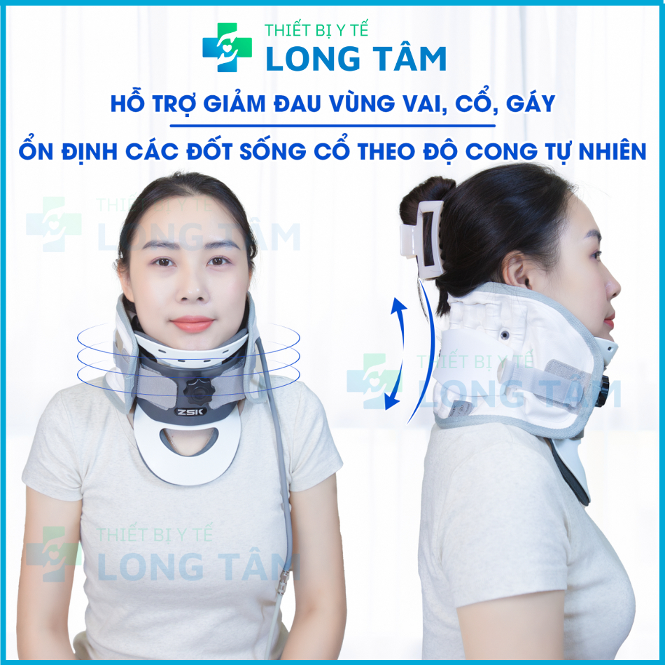 Đai Hơi Kéo Giãn Cột Sống Cổ ZSK LA Y 20 Đai Kéo Giãn Hỗ Trợ Giảm Chèn Ép Dây Thần Kinh Vùng Cổ