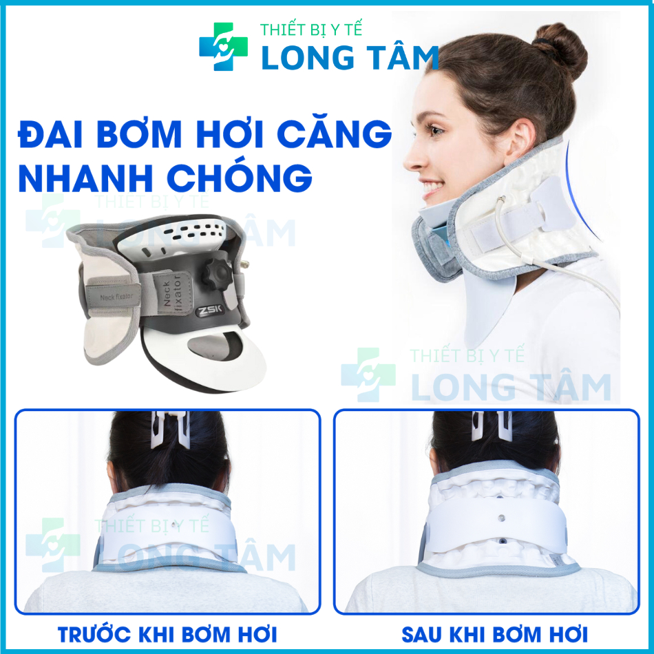 Đai Hơi Kéo Giãn Cột Sống Cổ ZSK LA Y 20 Đai Kéo Giãn Hỗ Trợ Giảm Chèn Ép Dây Thần Kinh Vùng Cổ