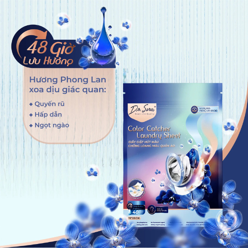 Giấy giặt quần áo chống loang màu hương phong lan Color Catcher Laundry Sheet Orchid (40 miếng)