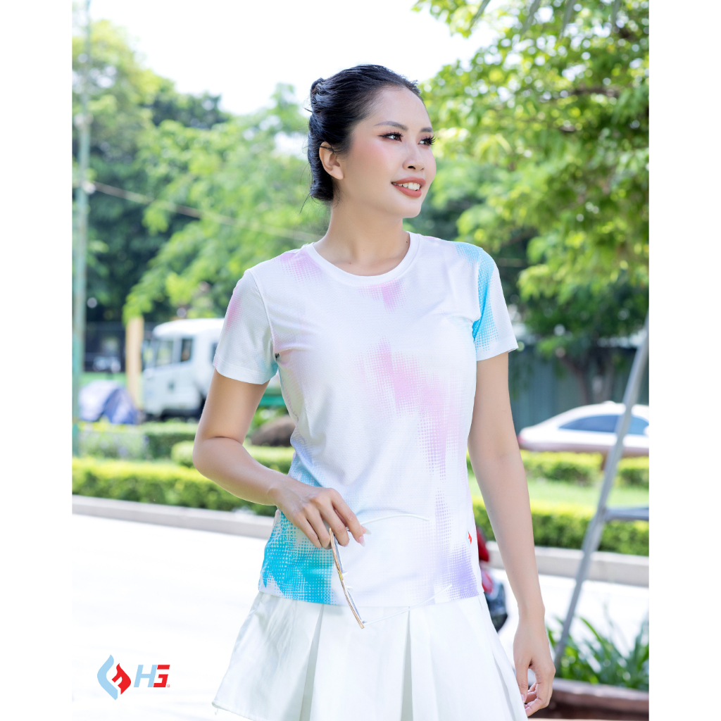 Áo Thể Thao Nữ HG Cổ Tròn Thoáng Khí Co Giãn 4 Chiều A25TS-1FM