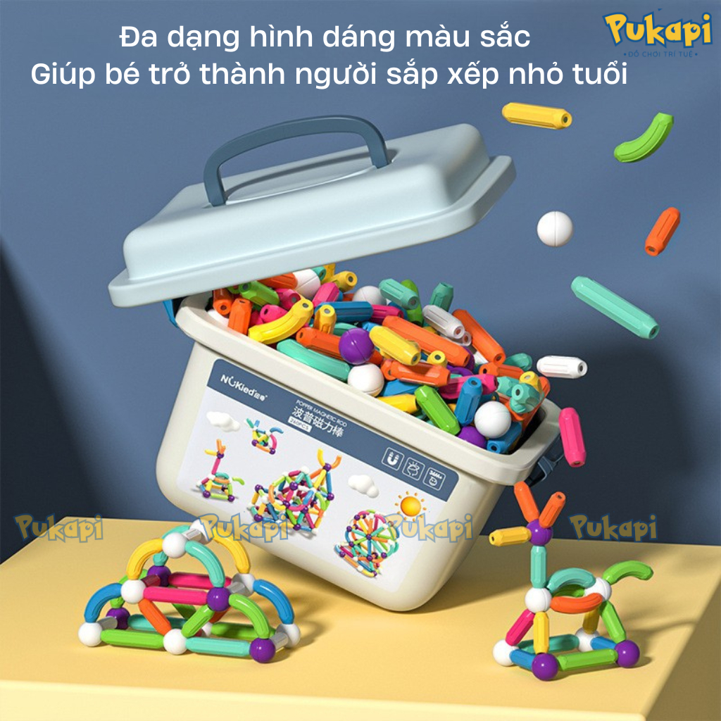 Đồ Chơi Nam Châm Xếp Hình Bộ Xếp Hình Nam Châm 72 Chi Tiết Lắp Ghép Sáng Tạo Đa Dạng Màu Sắc - Đồ Chơi Cho Bé PUKAPI