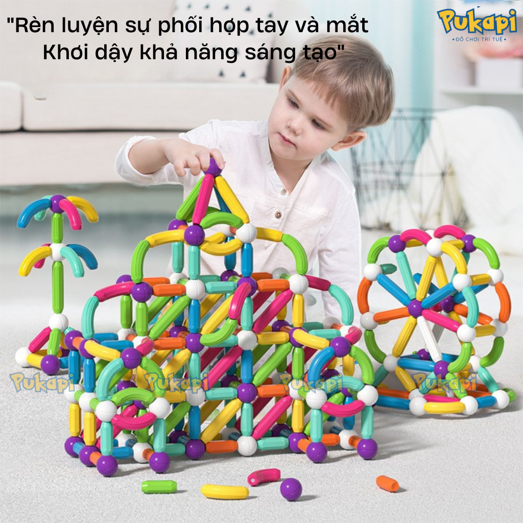 Đồ Chơi Nam Châm Xếp Hình Bộ Xếp Hình Nam Châm 72 Chi Tiết Lắp Ghép Sáng Tạo Đa Dạng Màu Sắc - Đồ Chơi Cho Bé PUKAPI