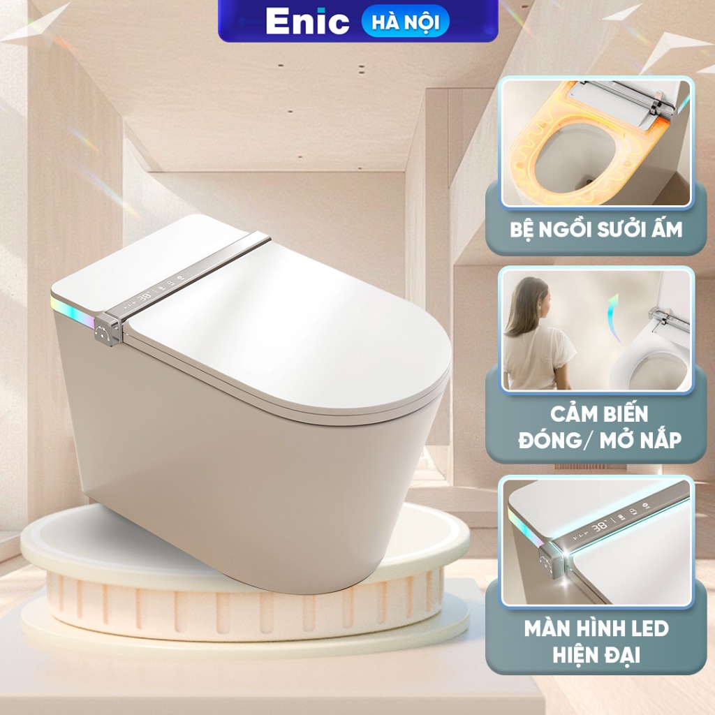 Bồn cầu thông minh Enic Smart K4, gốm sứ phủ men Nano bạc kháng khuẩn ...