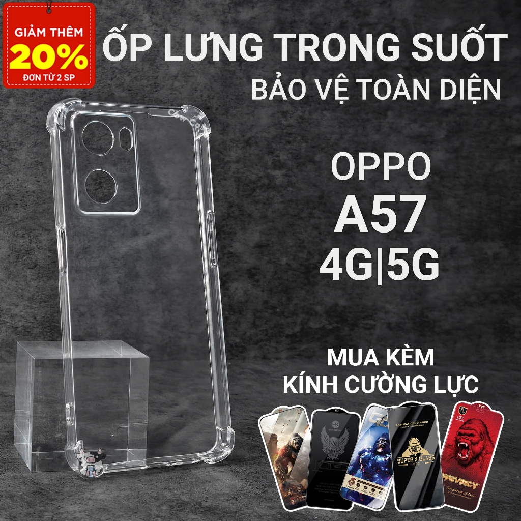 Ốp lưng Oppo A57 4G|5G Cowcase trơn trong suốt | Ốp điện thoại Oppo dẻo bảo vệ camera đt toàn diện