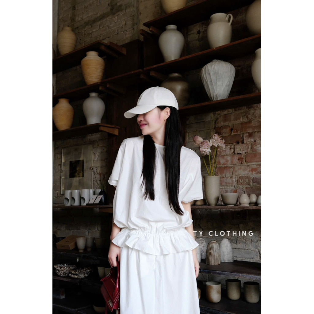 (HÌNH CHÍNH CHỦ) Set thô bo chun eo- Hàng Thiết kế- màu Trắng- TYCLOTHING