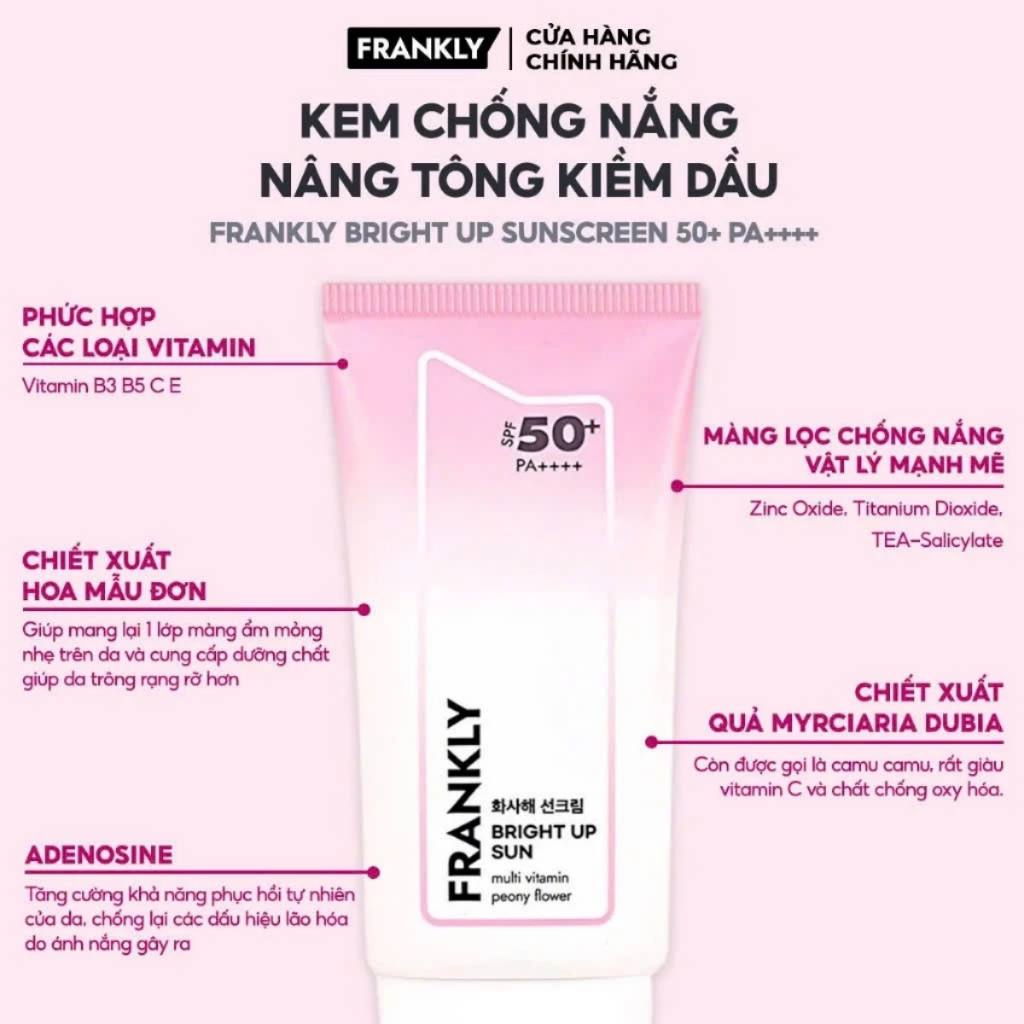 Kem chống nắng FRANKLY Bright Up Sun/CICA HAE Sun SPF 50+ PA++++ 50ml
