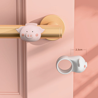 Combo 6 Miếng Chặn Cửa Chống Va Đập Silicon Chống Tiếng Ồn Làm Hỏng Tường Đệm Chặn Cửa Tay Cầm Hình Lợn Life Plus - CC02