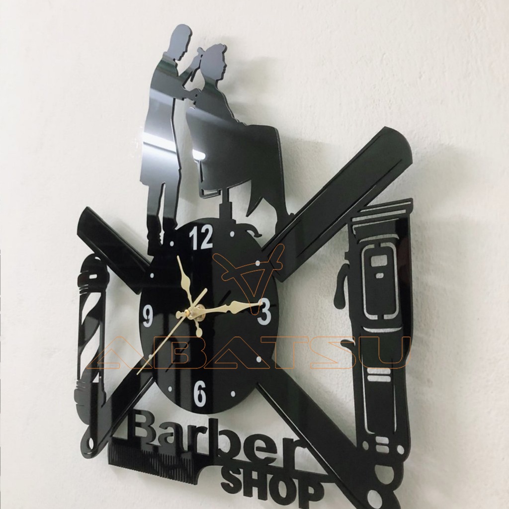 Đồng Hồ Barber Shop Treo Tường Nghệ Thuật Abatsu – Trang Trí Salon Tóc Nam/Nữ– Tạo Điểm Nhấn Nổi Bật