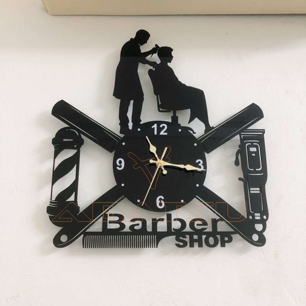 Đồng Hồ Barber Shop Treo Tường Nghệ Thuật Abatsu – Trang Trí Salon Tóc Nam/Nữ– Tạo Điểm Nhấn Nổi Bật