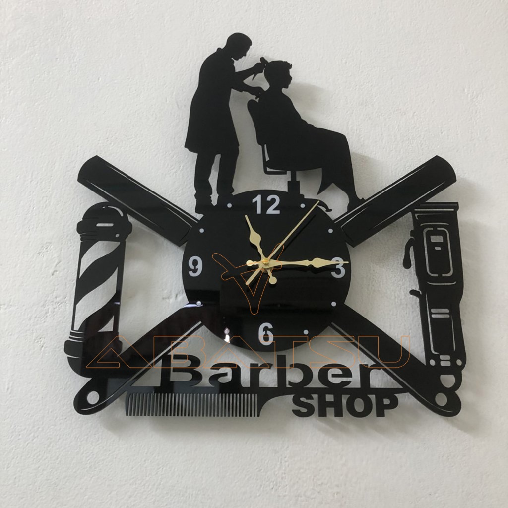 Đồng Hồ Barber Shop Treo Tường Nghệ Thuật Abatsu – Trang Trí Salon Tóc Nam/Nữ– Tạo Điểm Nhấn Nổi Bật