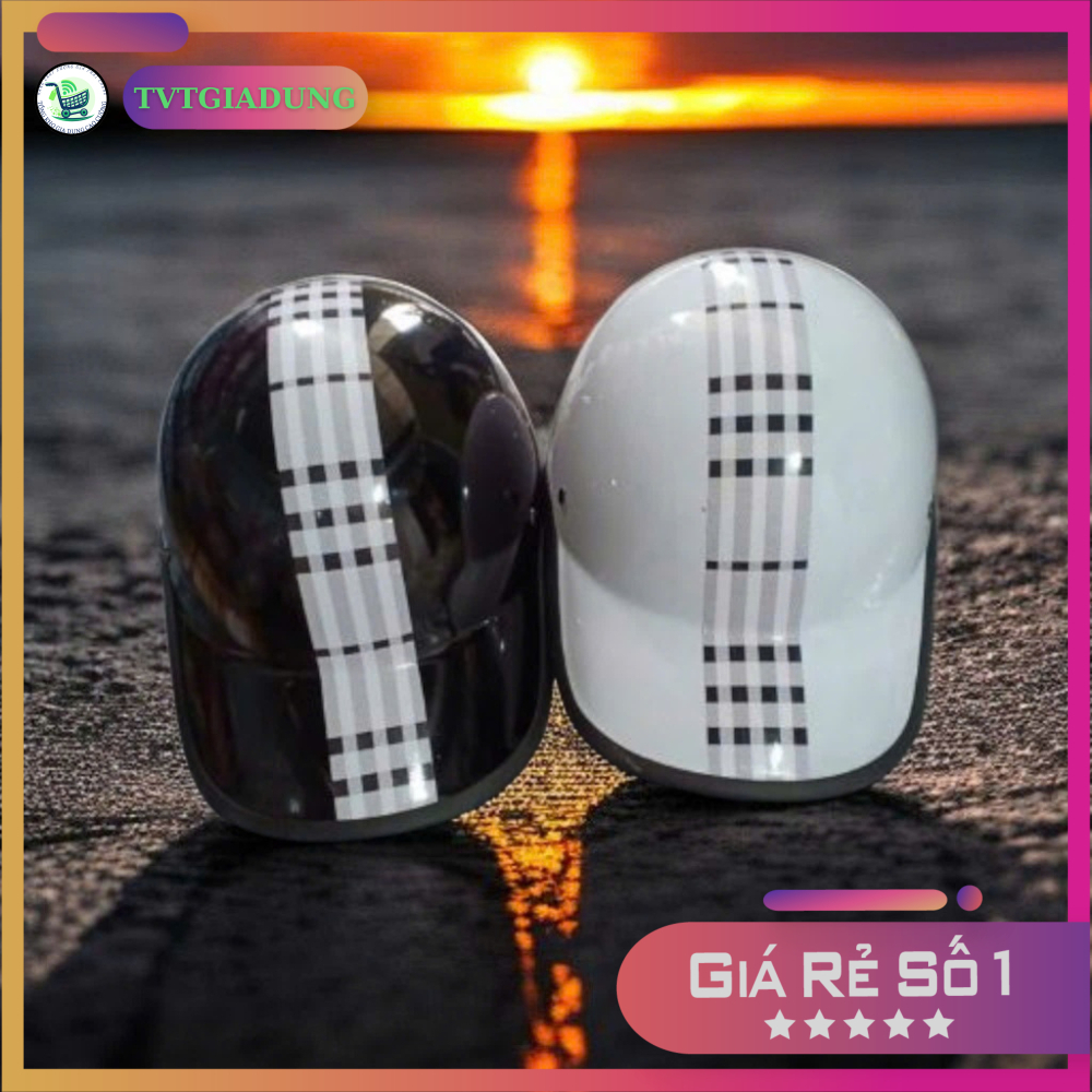 Combo 2 Mũ Bảo Hiểm Lưỡi Trai Sọc Kẻ Đen + Trắng Nhựa ABS Chống Va Đập