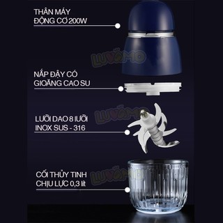 Máy Xay Ăn Dặm 6 Lưỡi Cối Thủy Tinh XuTaoTao Đa Năng Cầm Tay Dung Tích 300ml Cho Bé, giao màu ngẫu nhiên