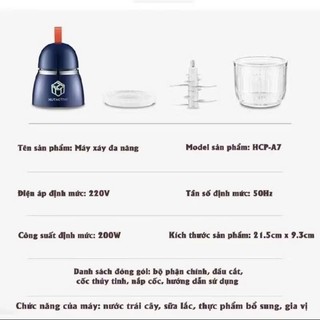 Máy Xay Ăn Dặm 6 Lưỡi Cối Thủy Tinh XuTaoTao Đa Năng Cầm Tay Dung Tích 300ml Cho Bé, giao màu ngẫu nhiên