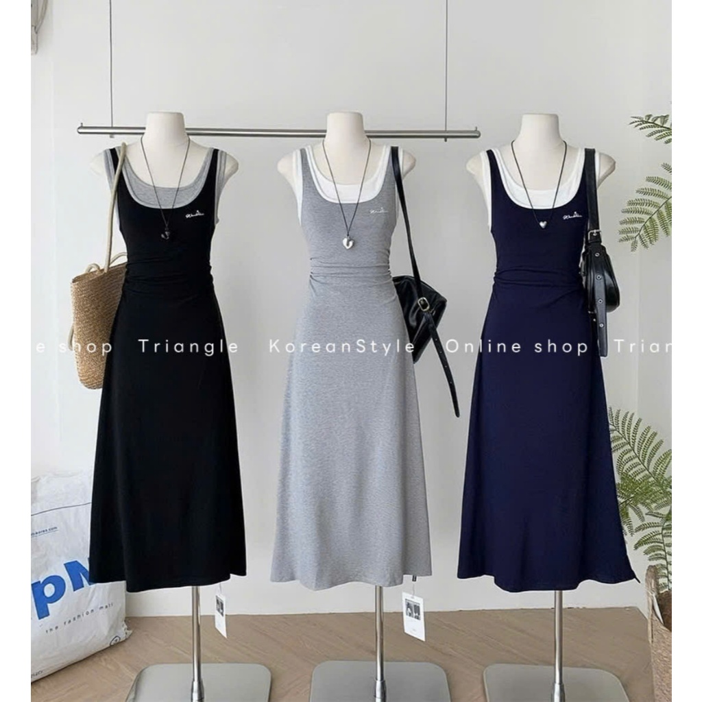 TRIANGLE - Hua Dress (Cân nhắc kỹ, return is not welcomed)- Đầm thun giả hai mảnh phong cách Hàn Quốc