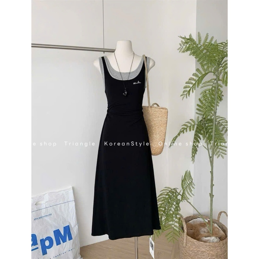 TRIANGLE - Hua Dress (Cân nhắc kỹ, return is not welcomed)- Đầm thun giả hai mảnh phong cách Hàn Quốc