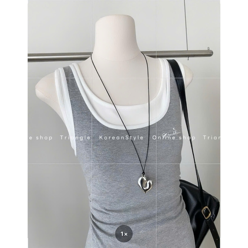 TRIANGLE - Hua Dress (Cân nhắc kỹ, return is not welcomed)- Đầm thun giả hai mảnh phong cách Hàn Quốc