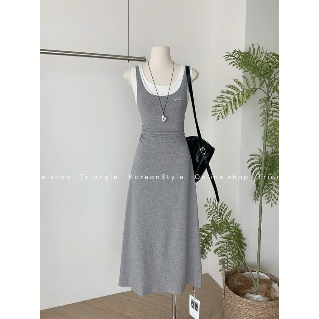 TRIANGLE - Hua Dress (Cân nhắc kỹ, return is not welcomed)- Đầm thun giả hai mảnh phong cách Hàn Quốc