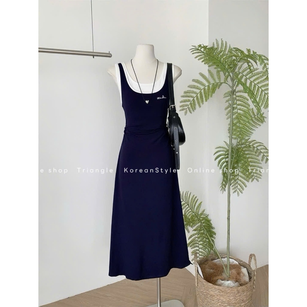 TRIANGLE - Hua Dress (Cân nhắc kỹ, return is not welcomed)- Đầm thun giả hai mảnh phong cách Hàn Quốc