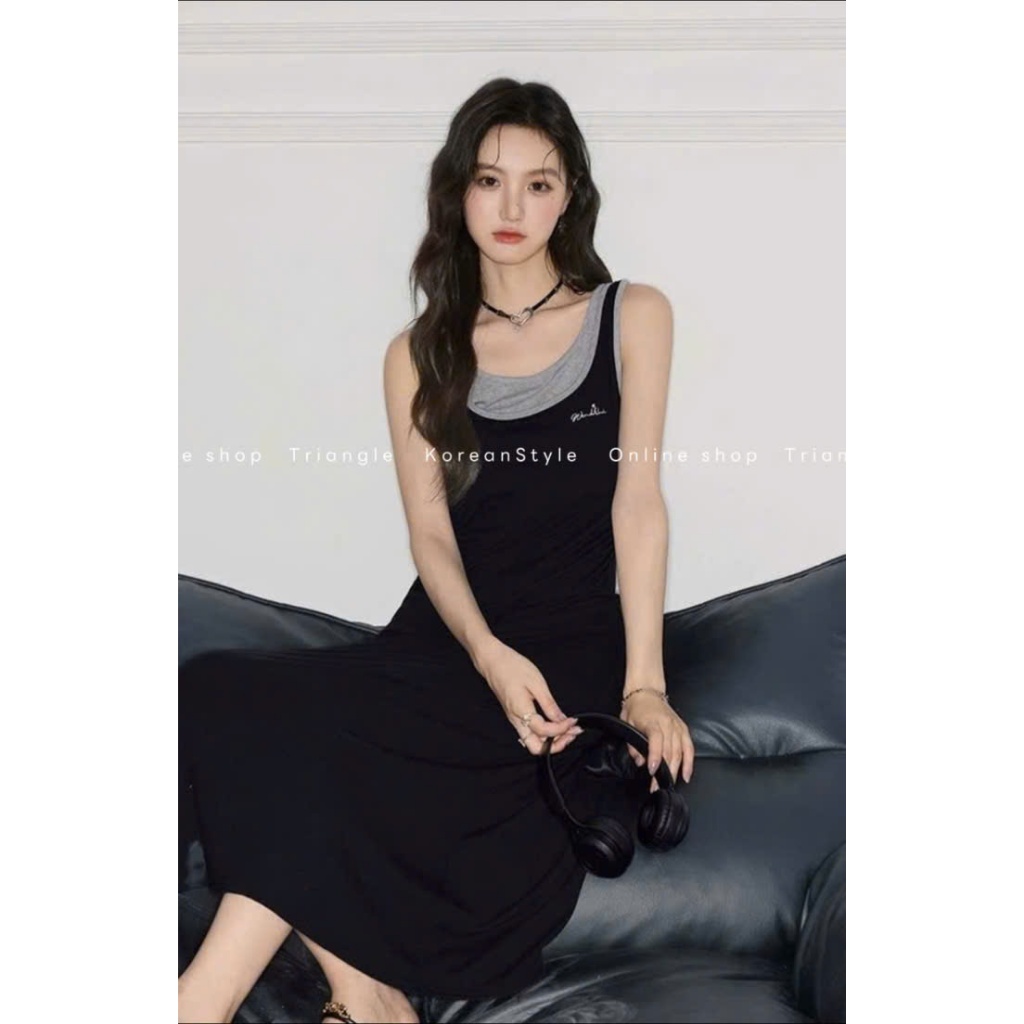 TRIANGLE - Hua Dress (Cân nhắc kỹ, return is not welcomed)- Đầm thun giả hai mảnh phong cách Hàn Quốc
