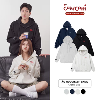 Áo Hoodie Zip Basic Vải 2 Da Chống Nắng Tốt Form Rộng Nam Nữ 𝑩𝒚𝒄𝒂𝒎𝒄𝒂𝒎