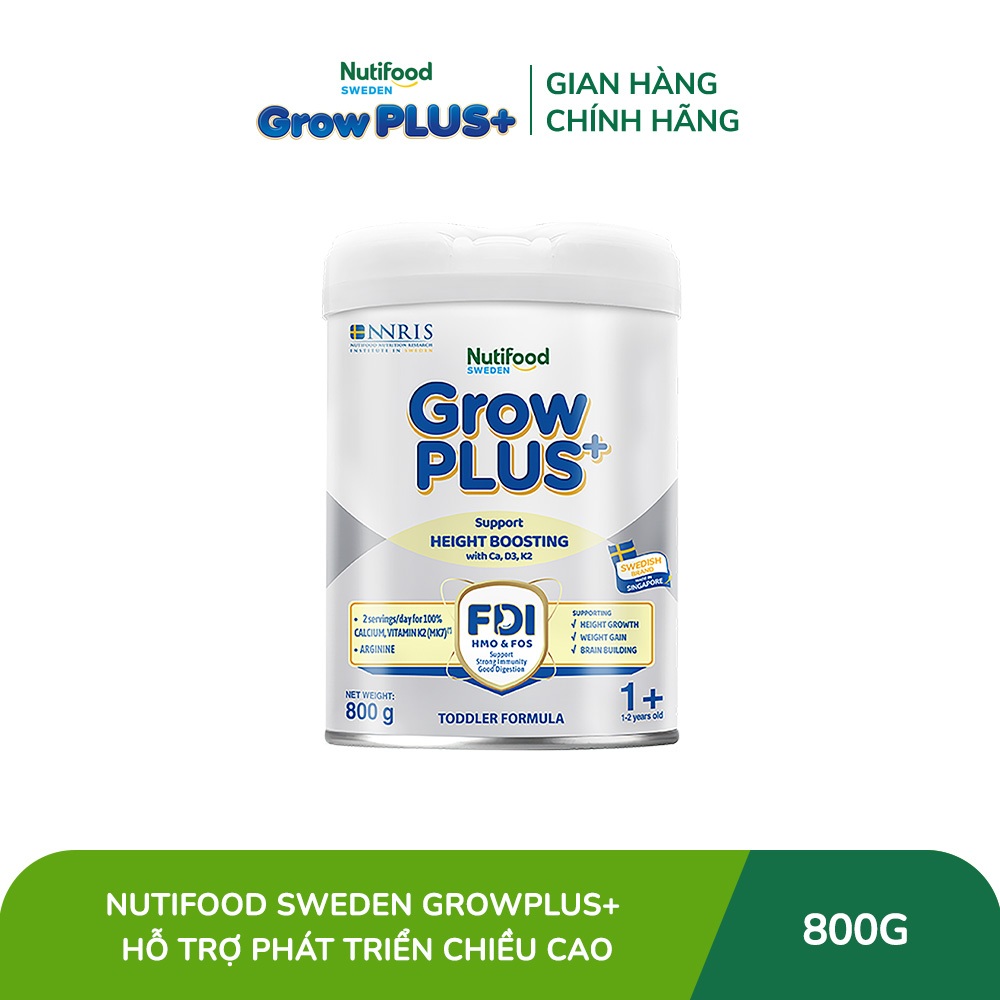 [Livestream KOL] Sữa Bột Nutifood Sweden GrowPLUS+ Cao lớn vượt trội (Bạc) 800g