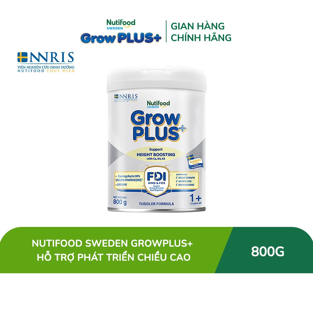 [Livestream KOL] Sữa Bột Nutifood Sweden GrowPLUS+ Cao lớn vượt trội (Bạc) 800g