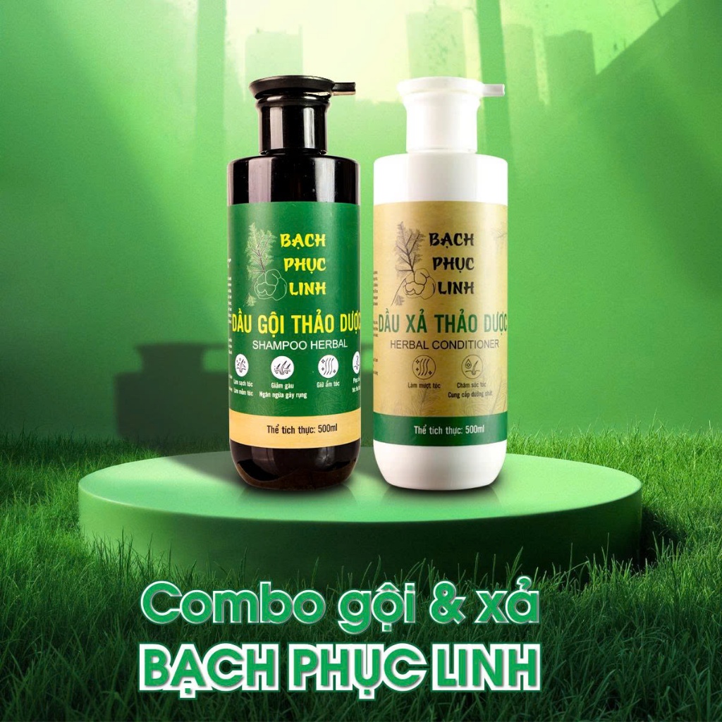 Combo Dầu Gội & Dầu Xả Thảo Dược Bạch Phục Linh – Dưỡng Tóc Mềm Mượt, Thơm Mát