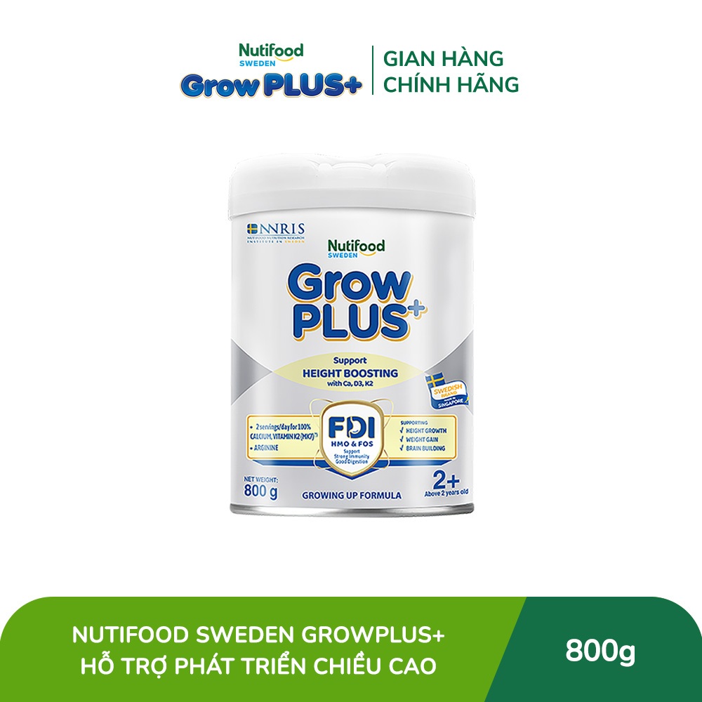 [Livestream KOL] Sữa Bột Nutifood Sweden GrowPLUS+ Cao lớn vượt trội trên 2 tuổi (Bạc) 800g