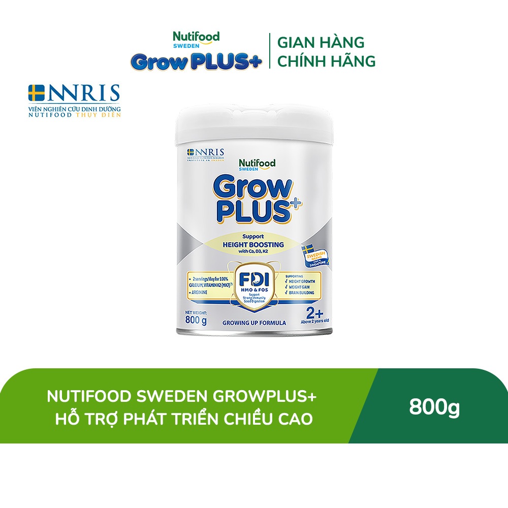 [Livestream KOL] Sữa Bột Nutifood Sweden GrowPLUS+ Cao lớn vượt trội trên 2 tuổi (Bạc) 800g