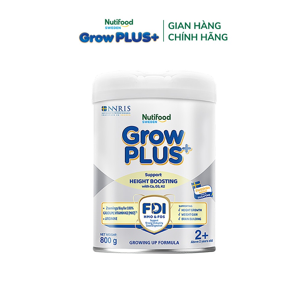 [Livestream KOL] Sữa Bột Nutifood Sweden GrowPLUS+ Cao lớn vượt trội trên 2 tuổi (Bạc) 800g