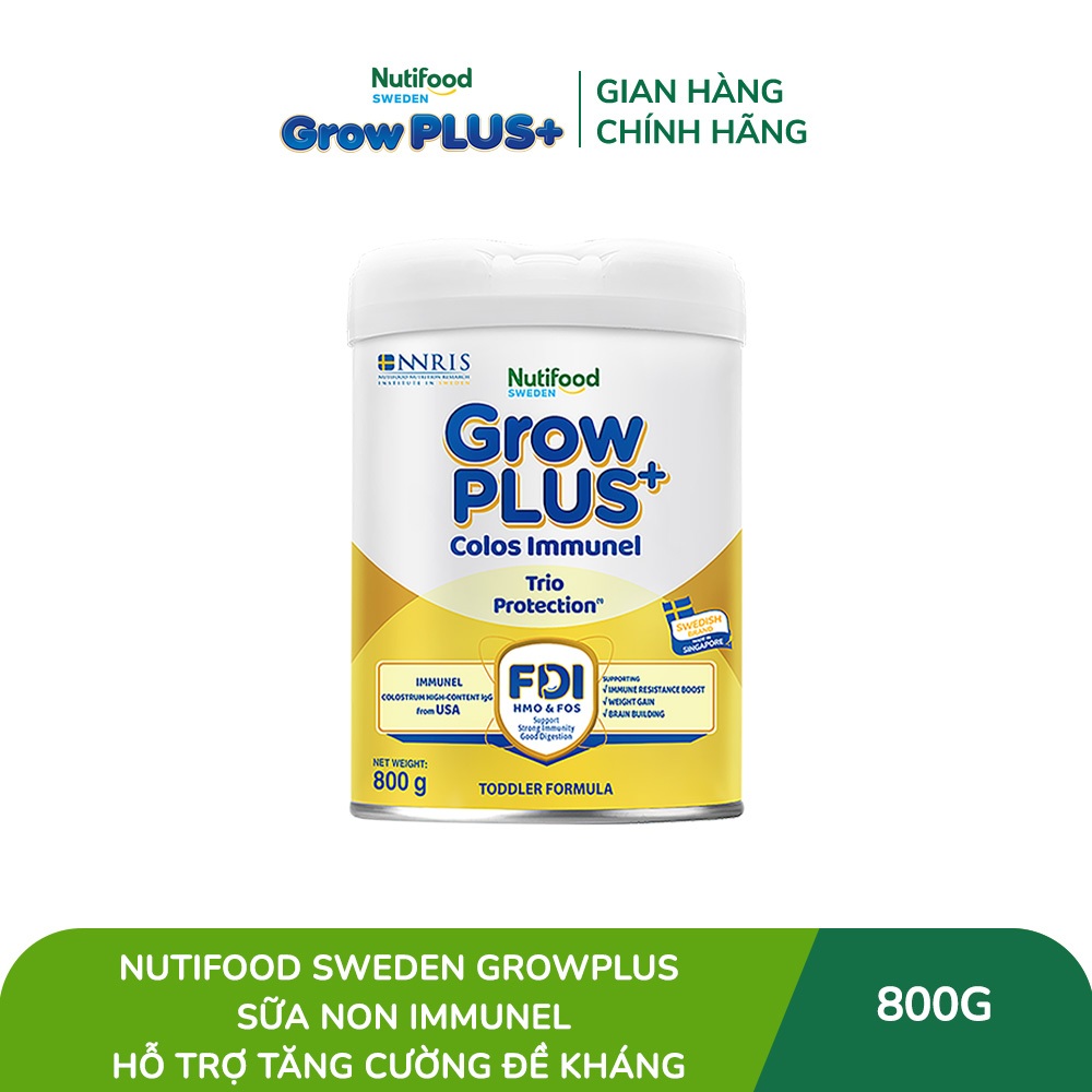 [Livestream KOL] Sữa Bột Nutifood Sweden GrowPLUS+ Sữa Non Immunel lon 800 g (Bao bì tuỳ lô hàng)