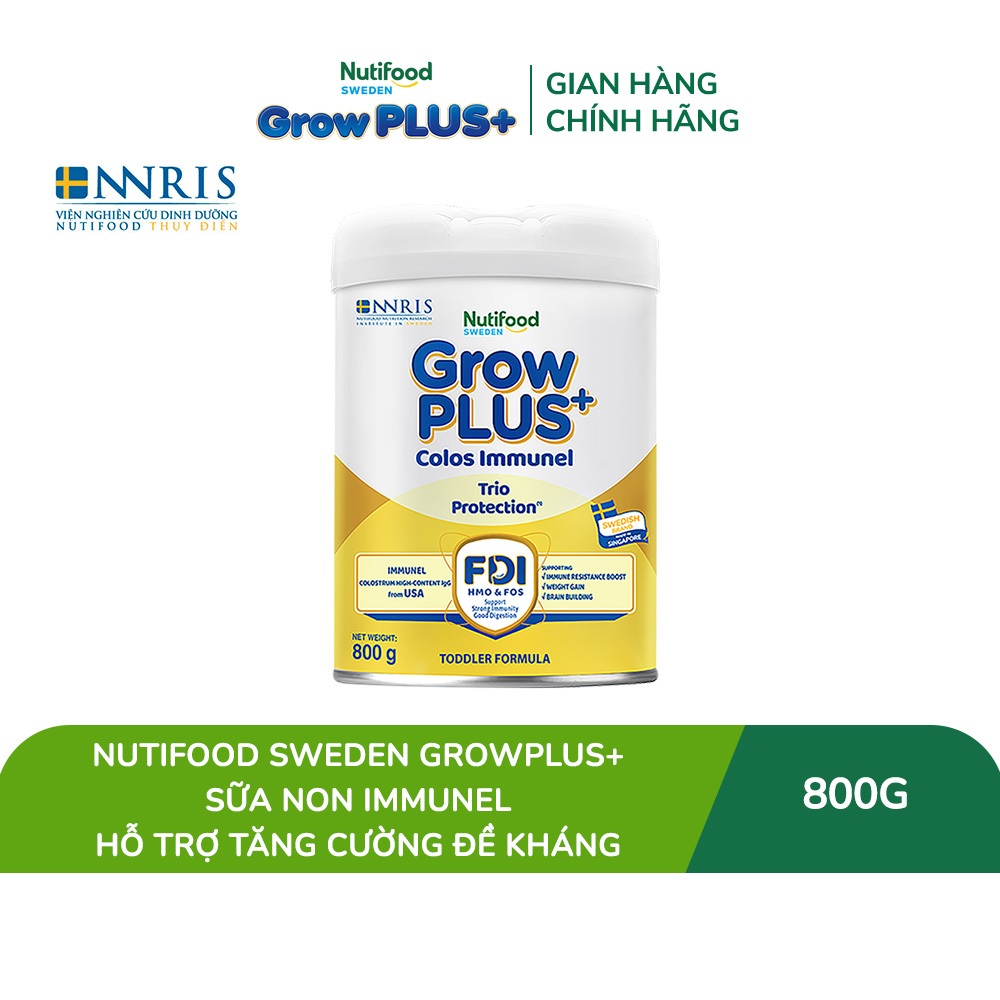 [Livestream KOL] Sữa Bột Nutifood Sweden GrowPLUS+ Sữa Non Immunel lon 800 g (Bao bì tuỳ lô hàng)