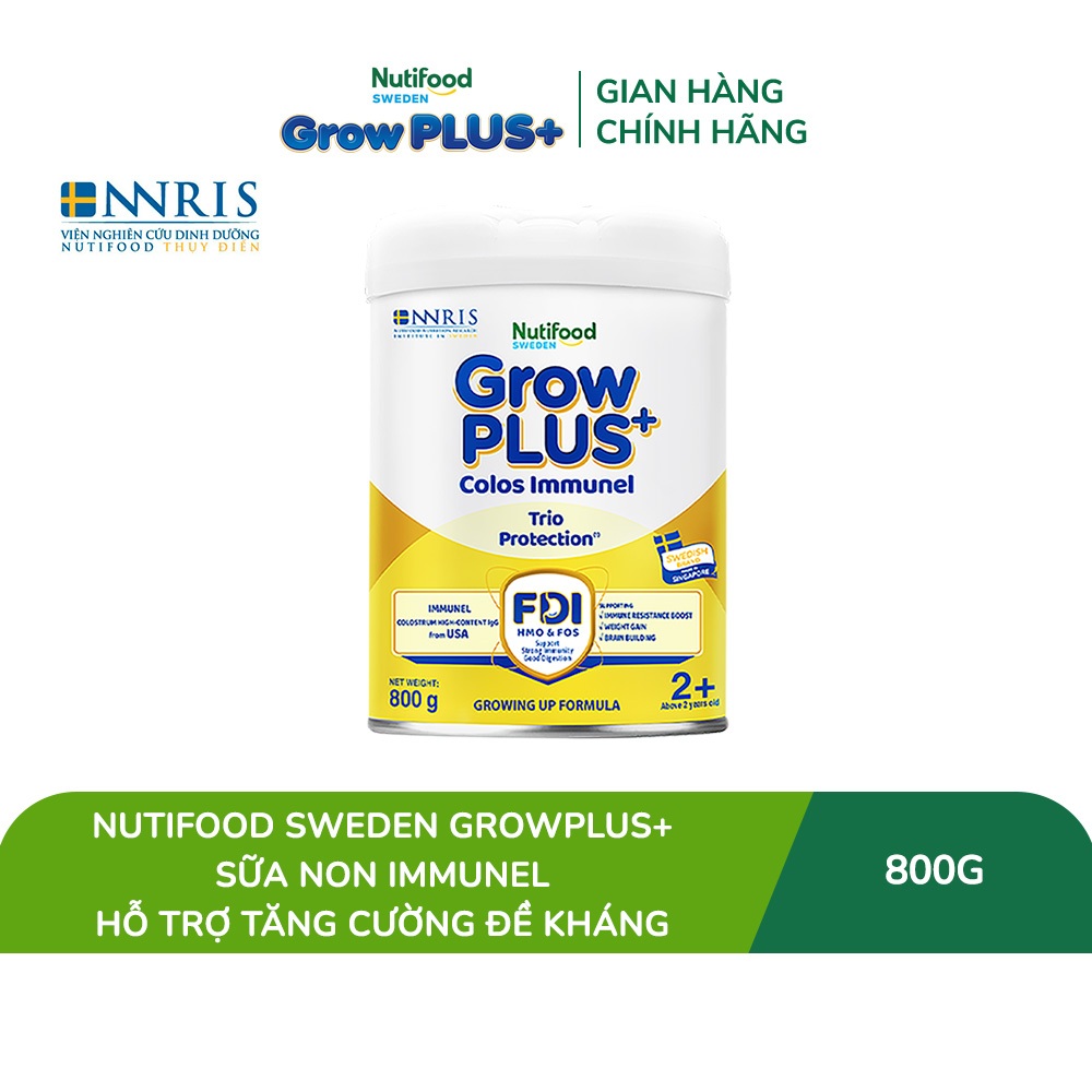 [Livestream KOL] Sữa Bột Nutifood Sweden GrowPLUS+ Sữa Non Immunel trên 2 tuổi lon 800 g (Bao bì tuỳ lô hàng)