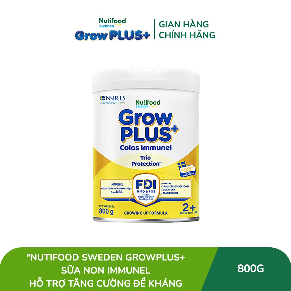 [Livestream KOL] Sữa Bột Nutifood Sweden GrowPLUS+ Sữa Non Immunel trên 2 tuổi lon 800 g (Bao bì tuỳ lô hàng)