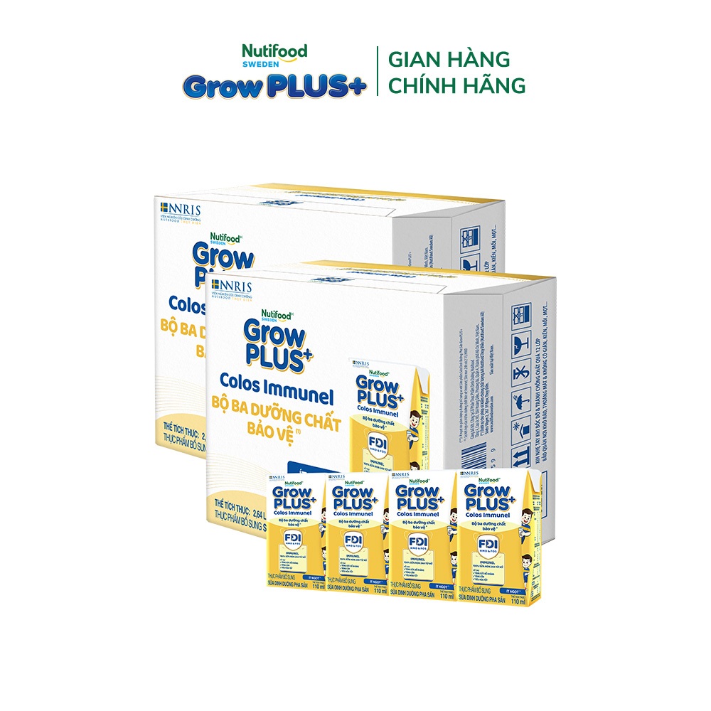 [Livestream KOL] Combo 2 Thùng 24 hộp SBPS Nutifood Sweden GrowPLUS+ Sữa Non Immunel hộp 110 ml (Bao bì tuỳ lô hàng)