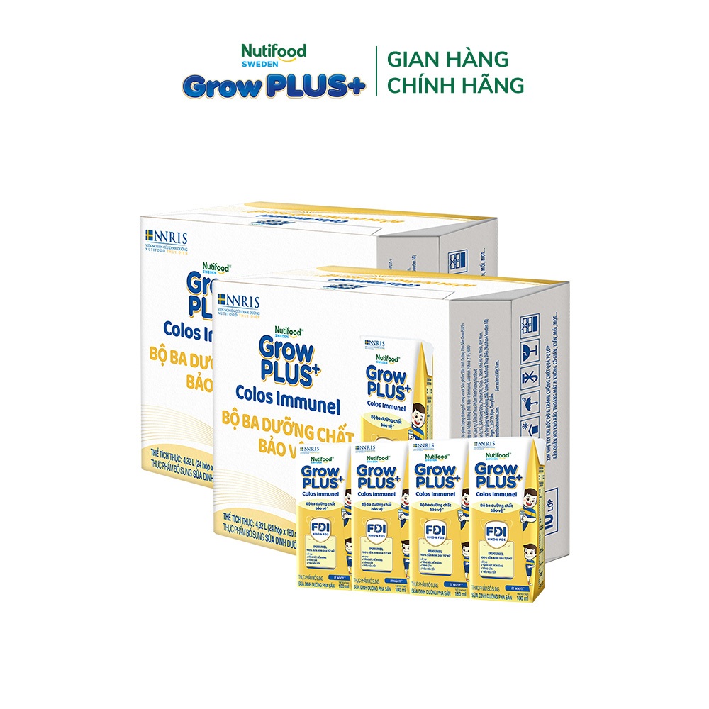 [Livestream KOL] Combo 2 Thùng 24 hộp SBPS Nutifood Sweden GrowPLUS+ Sữa Non Immunel hộp 180 ml (Bao bì tuỳ lô hàng)