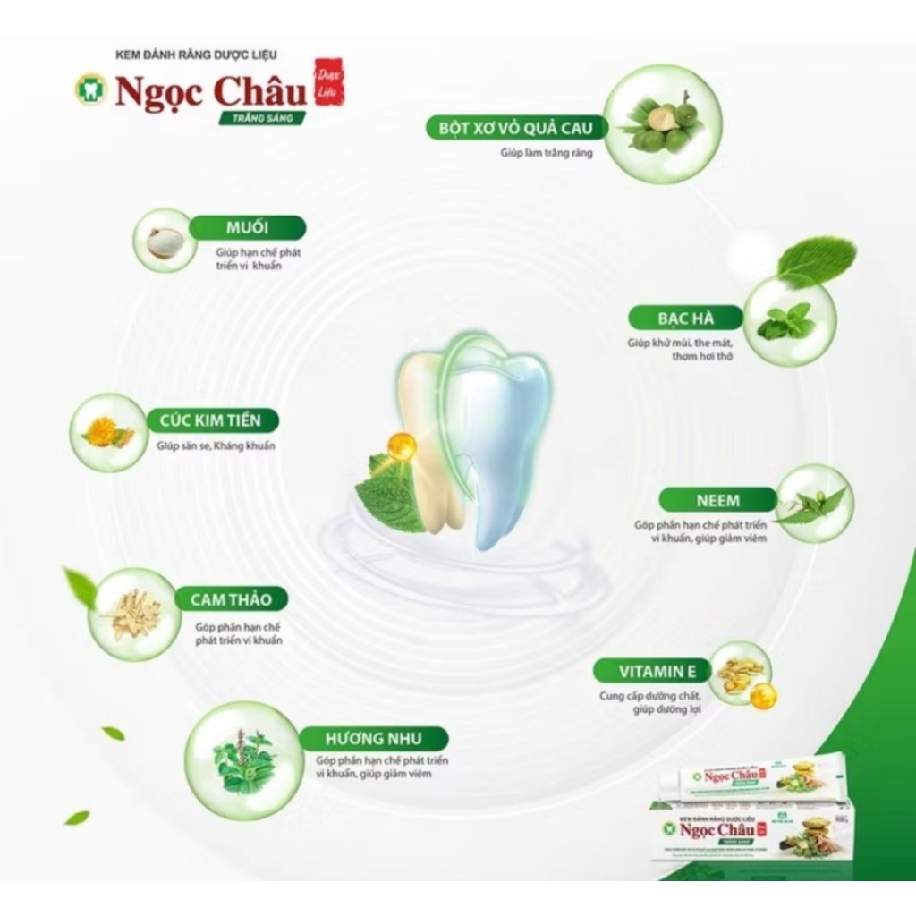 Kem đánh răng ngọc châu trắng sáng 170gam