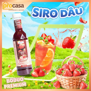 750ml - Siro Dâu Tây Boduo Premium – Dùng Cho Trà, Soda, Yogurt, Cocktails, trà trái cây, trà sữa - Nguyên liệu pha chế