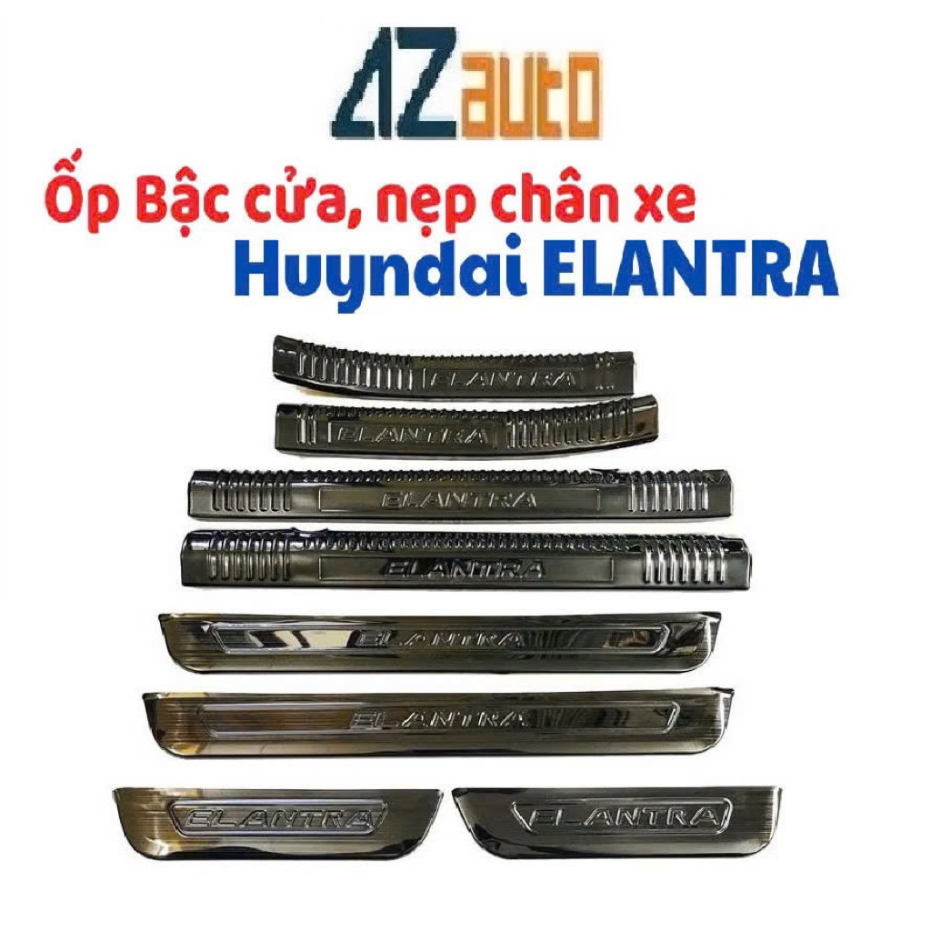 Ốp bậc cửa, nẹp bước chân xe Huyndai Elantra 2016-2022 vân Titan hàng cao cấp