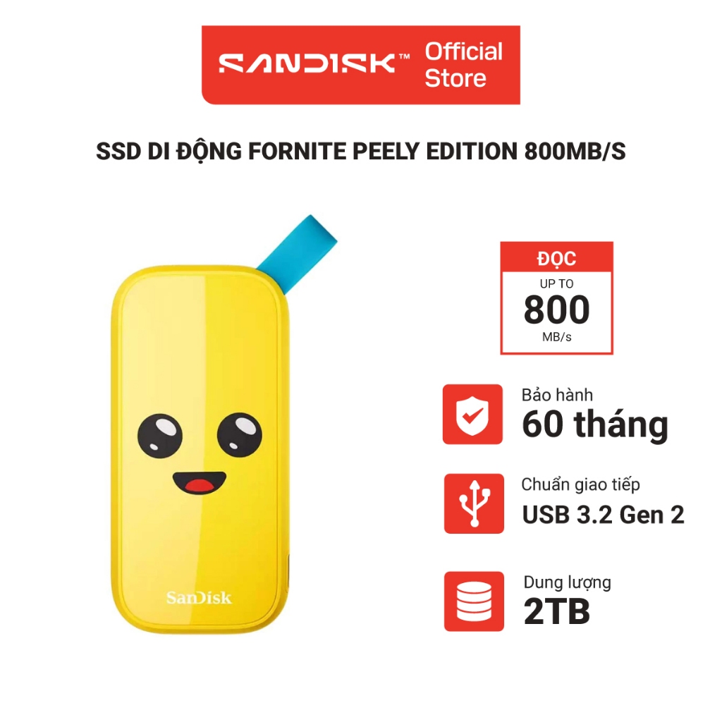 Ổ cứng di động SSD 1TB - 2TB SanDisk Fortnite Peely Edition 800MB/s ...