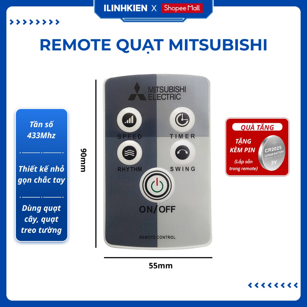 Điều Khiển Quạt Mitsubishi Remote Cho Quạt Cây Chính Hãng ILinhkien
