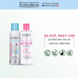 COMBO Xịt khoáng Evoluderm 150ml và Nước tẩy trang sạch sâu, dưỡng ẩm Evoluderm 250ml